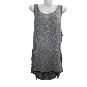 ROCK & REPUBLIC  LARGE Sleeveless Fringe tank Top Tunic‎ Gray Soft Sleeveless